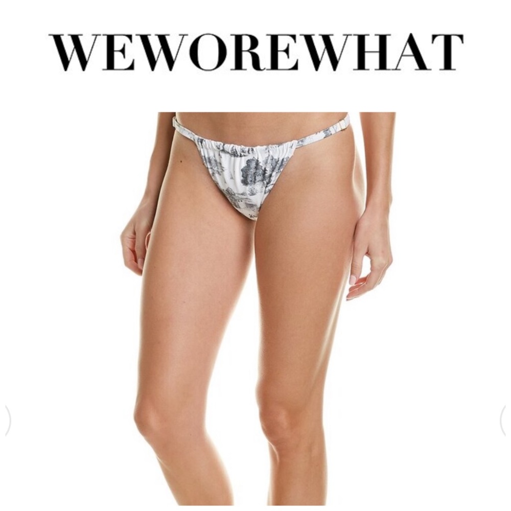 NEW WeWoreWhat Vintage Toile Ruched Bikini Bottom